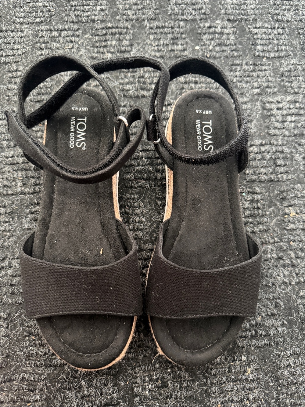 TOMS Black kids Open-Toe Ankle Strap Sandals